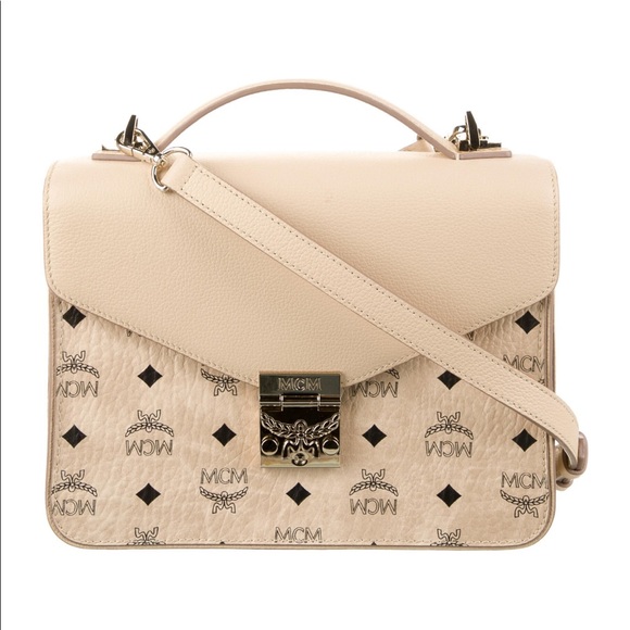 MCM Handbags - MCM Patricia Park Avenue Visetos Taupe Satchel Messenger Shoulder Crossbody Bag